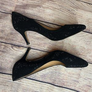Black rhinestone heels